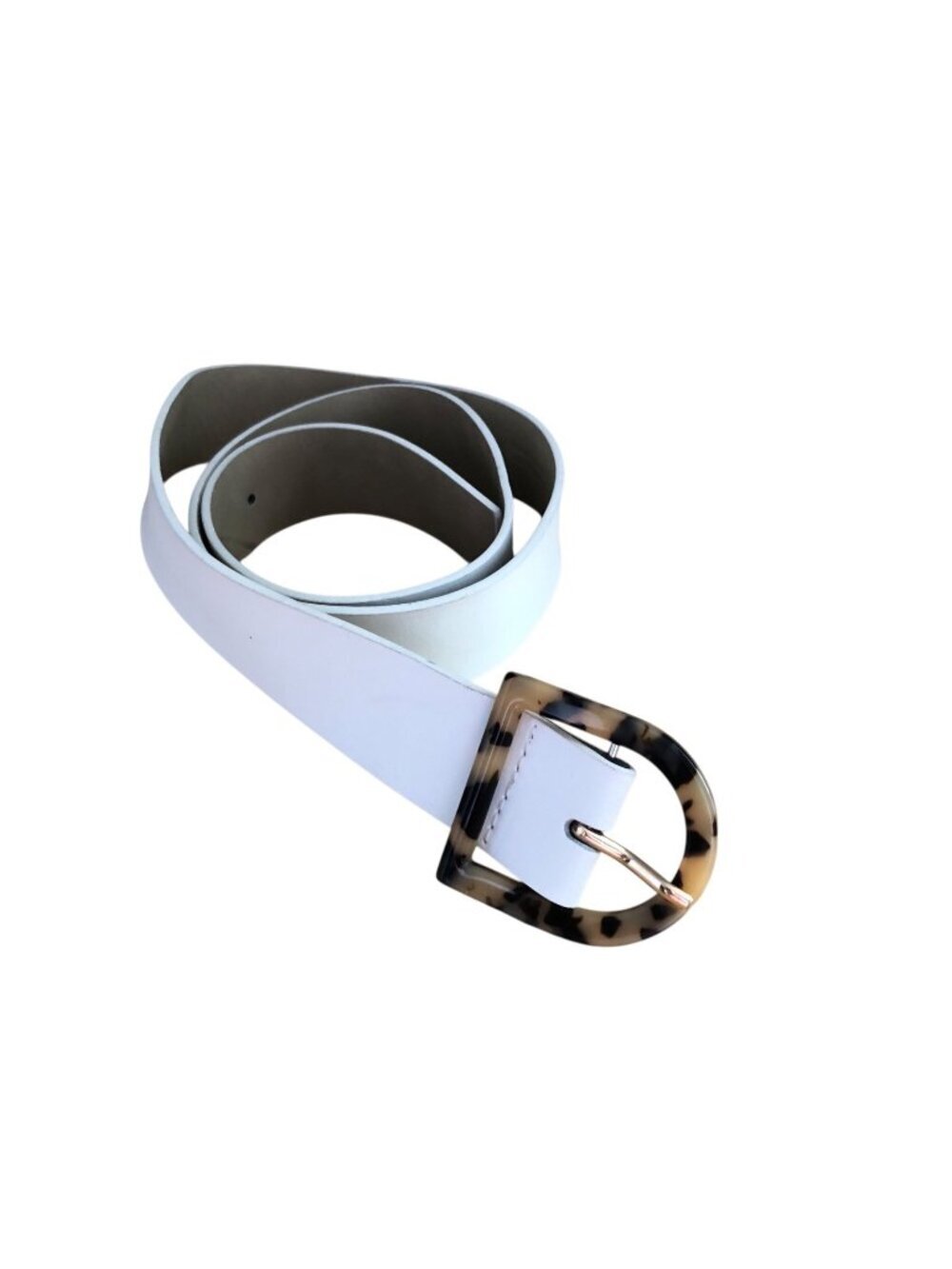 HALOGEN for NORDSTROM White Leather TROUSER FIT Belt size S SMALL Tortoiseshell